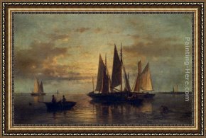 East Boothbay Harbor Framed Paintings - Crossing The Harbor by Abraham Hulk Snr