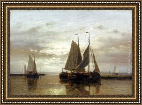 The Meeting of Abraham And Melchizedek Framed Paintings - Fishing In A Calm by Abraham Hulk Snr