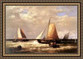 Return Framed Paintings - Return of the Fishing Fleet by Abraham Hulk Snr