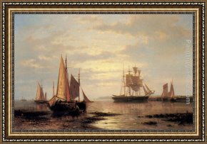 The Meeting of Abraham And Melchizedek Framed Paintings - Twilight Sails by Abraham Hulk Snr