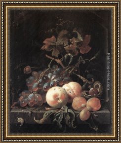 The Meeting of Abraham And Melchizedek Framed Paintings - Still-Life with Fruits by Abraham Mignon