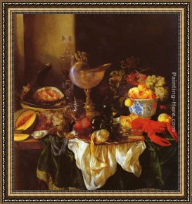 The Meeting of Abraham And Melchizedek Framed Paintings - A Still Life with a Nautilus Cup by Abraham van Beyeren