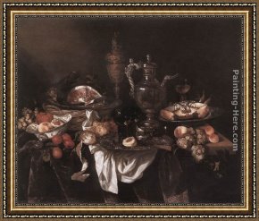 The Meeting of Abraham And Melchizedek Framed Paintings - Banquet Still-Life by Abraham van Beyeren
