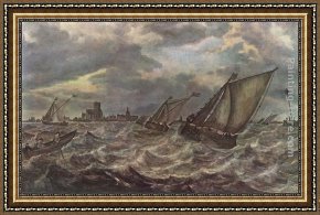 The Meeting of Abraham And Melchizedek Framed Paintings - Rough Sea by Abraham van Beyeren