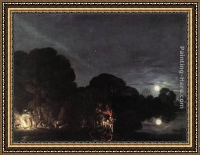 Flight Framed Paintings - Flight into Egypt by Adam Elsheimer