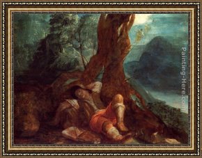 Jacob Jordaens Framed Paintings - Jacob's Dream by Adam Elsheimer