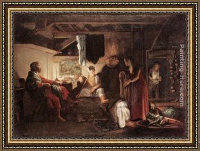 Jupiter And Antiope Framed Paintings - Jupiter and Mercury at Philemon and Baucis by Adam Elsheimer