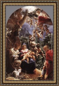 Flight Framed Paintings - Rest on Flight into Egypt by Adam Elsheimer