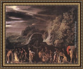 Adam Elsheimer Framed Paintings - St Paul at Malta by Adam Elsheimer