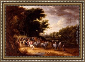 Der Jubil Framed Paintings - Louis XIV In A State Coach Accompanied By His Gentlemen by Adam Frans Van Der Meulen
