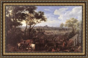 Der Jubil Framed Paintings - The Army of Louis XIV in front of Tournai in 1667 by Adam Frans Van Der Meulen