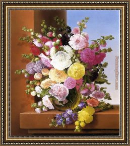 Flower of Life Framed Paintings - Still Life of Flowers by Adelheid Dietrich