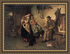 Emilie, Die Schwester Menzels Framed Paintings - Die Jungen Fuchse by Adolf Eberle