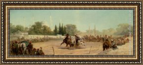 Group of Horses Framed Paintings - A Horse Race in the Hippodrome by Adolf Schreyer