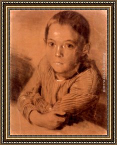 Emilie, Die Schwester Menzels Framed Paintings - Drawing of a Boy by Adolph von Menzel