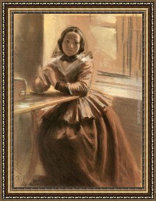 Emilie, Die Schwester Menzels Framed Paintings - Emilie, Die Schwester Menzels by Adolph von Menzel