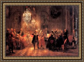 Emilie, Die Schwester Menzels Framed Paintings - The Flute Concert by Adolph von Menzel