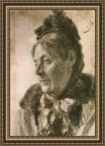Emilie, Die Schwester Menzels Framed Paintings - The Head of a Woman by Adolph von Menzel