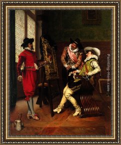 Le Vertige, Idylle Framed Paintings - Les Critiques by Adolphe Alexandre Lesrel