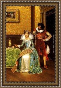 Attentive Framed Paintings - The Attentive Courtier by Adolphe Alexandre Lesrel