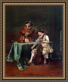 Musician's Table Framed Paintings - The Musicians by Adolphe Alexandre Lesrel