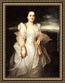 Portrait of a Woman Framed Paintings - Portrait of a Woman by Adolphe Monticelli