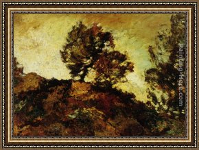 Rocky Coast Framed Paintings - Rocky Landscape by Adolphe Monticelli