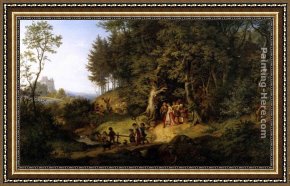 Ludwig Knaus Framed Paintings - Bridal Procession in a Spring Landscape by Adrian Ludwig Richter