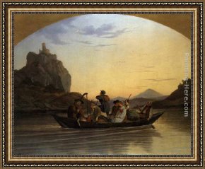 Ludwig Knaus Framed Paintings - Crossing the Elbe at Aussig by Adrian Ludwig Richter