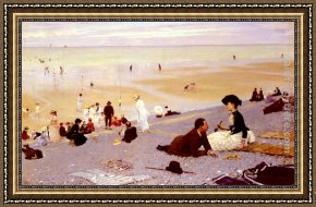 Eze-sur-mer Framed Paintings - Sur Les Galets by Albert Aublet