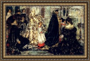Spirit of Christmas Framed Paintings - A Medieval Christmas--The Procession by Albert B. Wenzell