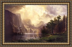 Early Winter in The Sierra Nevada Framed Paintings - Among the Sierra Nevada Mountains California by Albert Bierstadt