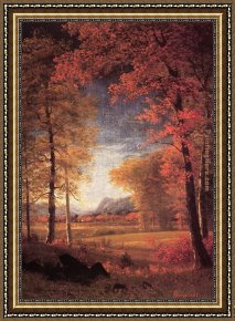 Heaven in New York Framed Paintings - Autumn in America Oneida County New York by Albert Bierstadt