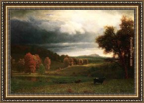 Autumn Woods Framed Paintings - Autumn Landscape The Catskills by Albert Bierstadt