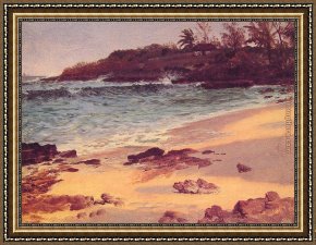 Serenity Cove Framed Paintings - Bahama Cove by Albert Bierstadt
