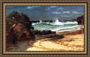 Beach Framed Paintings - Beach at Nassau by Albert Bierstadt