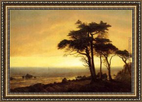 Rocky Coast Framed Paintings - California Coast by Albert Bierstadt