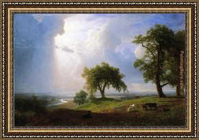 Spring Framed Paintings - California Spring by Albert Bierstadt
