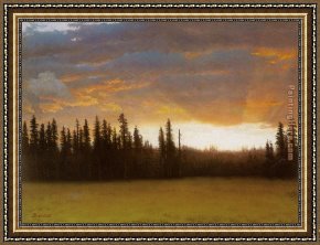 Albert Bierstadt Among The Sierra Nevada, California Framed Paintings - California Sunset by Albert Bierstadt