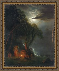 Yosemite Valley Yellowstone Park Framed Paintings - Campfire Site Yosemite by Albert Bierstadt