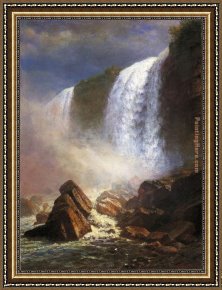 The Fall of Man Framed Paintings - Falls of Niagara from Below by Albert Bierstadt