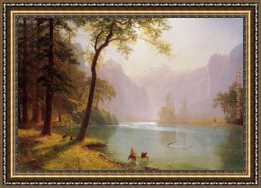 Valley Framed Paintings - Kerns River Valley California by Albert Bierstadt
