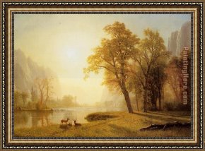 The King And The Beggar-maid Framed Paintings - King's River Canyon, California by Albert Bierstadt