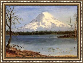 Western Trail - The Rockies Framed Paintings - Lake in the Rockies by Albert Bierstadt
