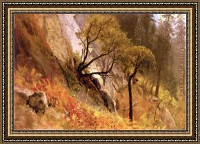 Color Study of Squares Framed Paintings - Landscape Study, Yosemite, California by Albert Bierstadt