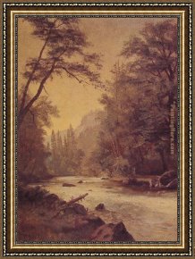 Valley Framed Paintings - Lower Yosemite Valley by Albert Bierstadt