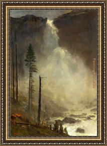 Early Winter in The Sierra Nevada Framed Paintings - Nevada Falls by Albert Bierstadt