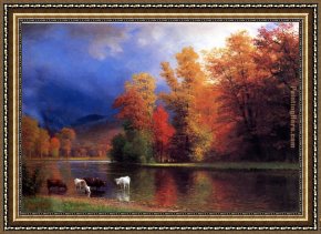 Albert Bierstadt Among The Sierra Nevada, California Framed Paintings - On the Saco by Albert Bierstadt