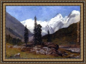 Rocky Coast Framed Paintings - Rocky Mountain by Albert Bierstadt