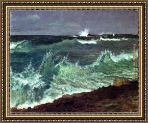 Seascapes Framed Paintings - Seascape by Albert Bierstadt